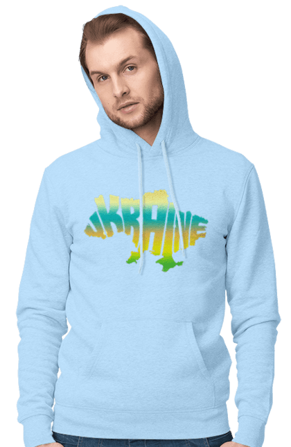 Чоловіче худі з принтом "Україна силует кольоровий". Карта україни, люблю україну, силует україни, символ україни, україна, українська символіка. 2070702