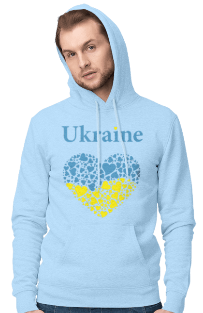 Чоловіче худі з принтом "Ukraine Heart". Прапор, серце, україна. 2070702