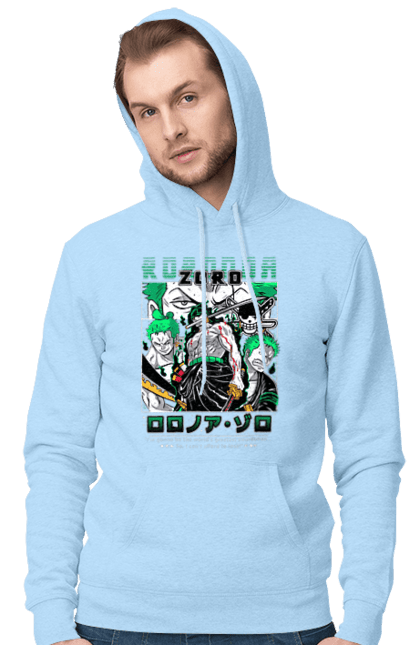 Men's hoodie with prints One Piece Zoro. Anime, manga, one piece, roronoa zoro, straw hat pirates, swordsman, zoro. 2070702