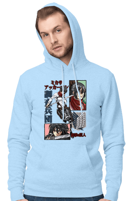 Men's hoodie with prints Attack on Titan Mikasa Ackerman. Action film, anime, attack on titan, manga, mikasa, mikasa ackerman, post-apocalyptic. 2070702