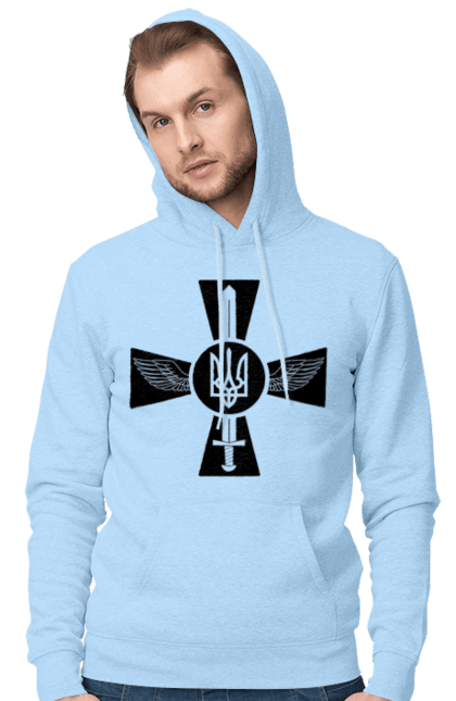 Мужское худи с принтом Украина герб. Герб, крылья, меч, украина. 2070702