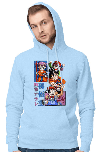 Men's hoodie with prints Dragon Ball Son Goku and Arale. Anime, arale, arale norimaki, dr. slump, dragon ball, goku, manga, son goku, tv series. 2070702