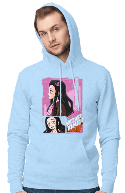 Men`s hoodie with prints Demon Slayer Nezuko. Anime, demon slayer, kimetsu no yaiba, manga, nezuko, serial. 2070702