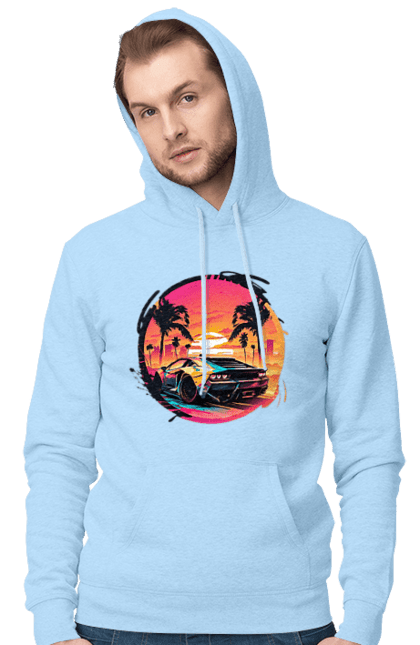 Чоловіче худі з принтом "Ламборджині Ретровейв". Авто, автомобиль, ламба, ламборджині, машина, машини, ретровейв. 2070702