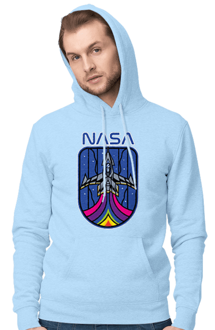 Men's hoodie with prints NASA. Aeronautics, astronautics, aviation, nasa, research, rocket, science, space, technologies, usa. 2070702