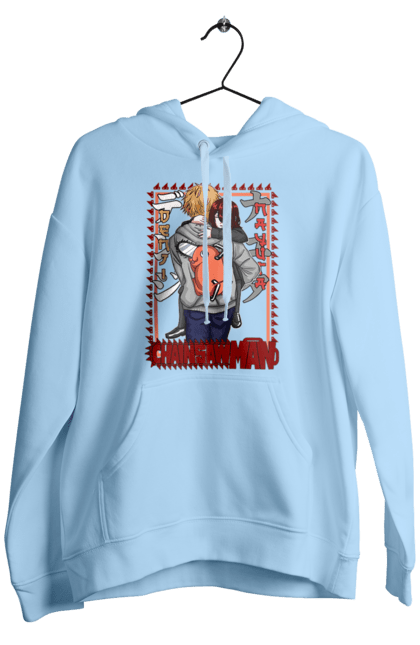 Men's hoodie with prints Chainsaw Man Denji and Nayuta. Anime, chainsaw man, demon, denji, manga, nayuta, shonen. 2070702