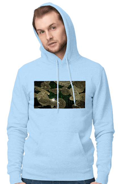 Чоловіче худі з принтом "Біткойн". Багатство, біткойн, валюта, гроші, криптовалюта, курс, майнінг, матриця, монета, розкіш, цифровий світ. 2070702