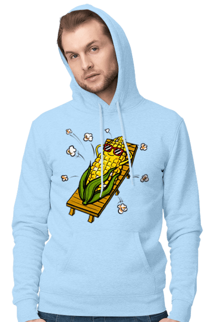 Чоловіче худі з принтом "Кукурудза Загоряє На Лежаках". Кукурудза, лежак, попкорн. 2070702