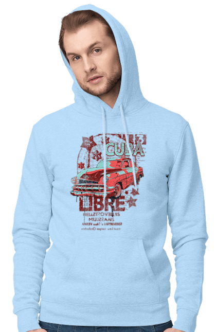 Чоловіче худі з принтом "Куба, Машина". Куба, машина, ретро. 2070702