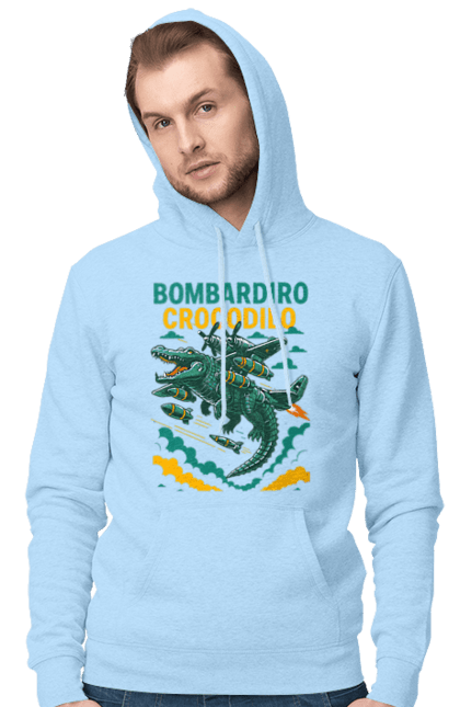Чоловіче худі з принтом "Bombardino Crocodilo". Bombardino, bombardino crocodilo, crocodilo, бомбардіно крокоділо, крокодил, крокодил літак, крокодил мем, мем, мем бомбардине крокодило. 2070702