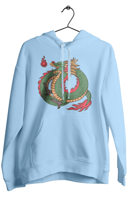 Men's hoodie with prints The Dragon. Animal, chinese dragon, dragon, green dragon, symbol. 2070702