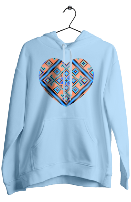 Men`s hoodie with prints Heart embroidery. Cross stitch, embroidered shirt, embroidery, heart, i love ukraine, symbols of ukraine, traditions of ukraine, ukraine. 2070702