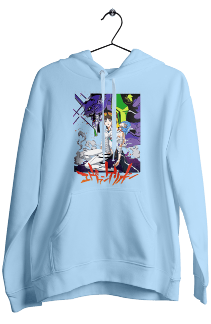 Men's hoodie with prints Evangelion. Anime, evangelion, eve, kaoru, manga, neon genesis evangelion, rei ayanami, shinji. 2070702