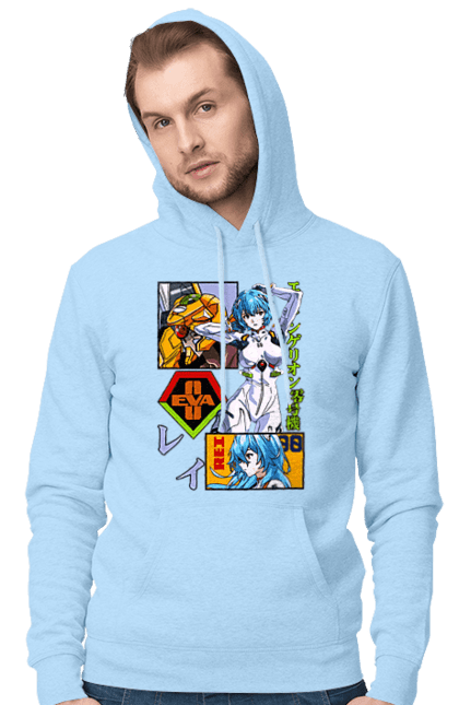 Men's hoodie with prints Evangelion Rei. Anime, evangelion, eve, kaoru, manga, rei ayanami, shinji. 2070702