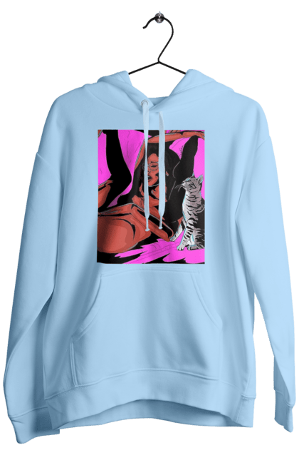 Чоловіче худі з принтом "Дівчина Отримує Задоволення". Гола, задоволення, кішка, пристрасть. 2070702