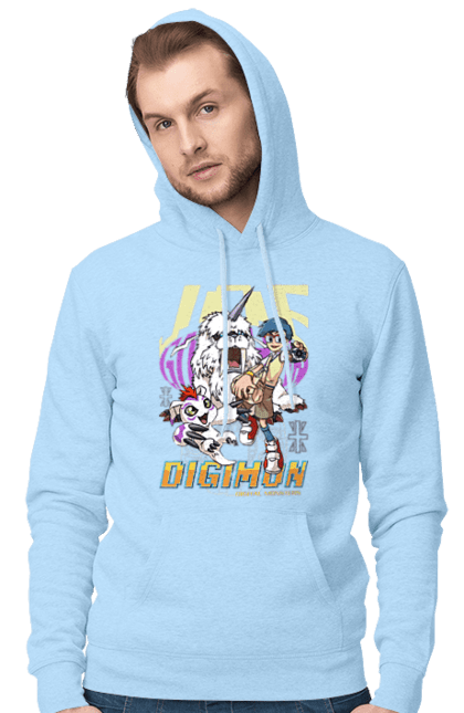 Men`s hoodie with prints Digimon Jou Kido. Anime, bandai, digimon, digital monsters, jou kido, manga, media franchise, virtual pets. 2070702