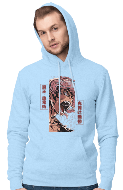 Men's hoodie with prints Demon Slayer Muzan. Anime, demon slayer, eternal paradise faith, kimetsu no yaiba, manga, muzan, twelve kizuki, upper rank six. 2070702