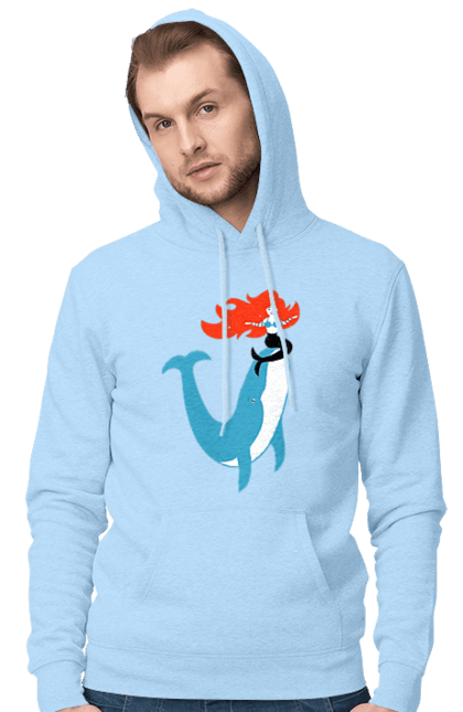 Чоловіче худі з принтом "Русалка І Кит". Кит, море, русалка. 2070702