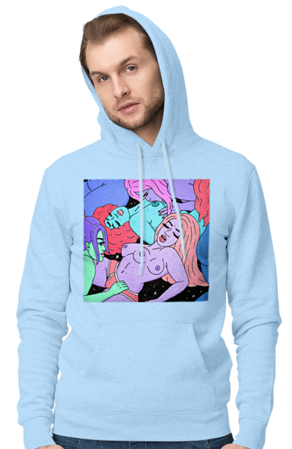 Чоловіче худі з принтом "Дівчата Інопланетянки". Дівчата, інопланетянки, космос, різнокольорові. 2070702