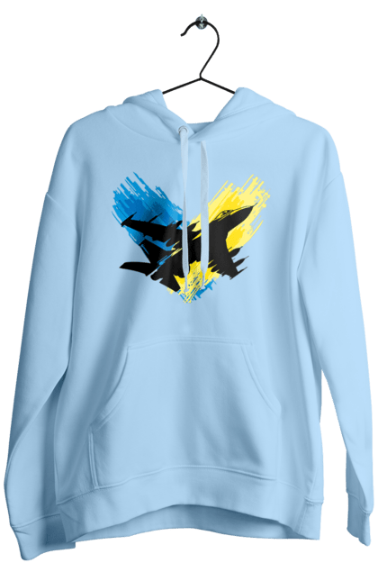 Чоловіче худі з принтом "Літак F 16". З прапором, зсу, літак, літак f16, патріотична, прапор, ф16. 2070702