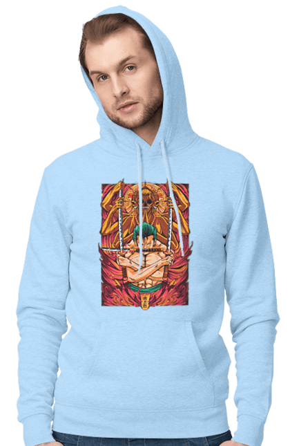 Men's hoodie with prints One Piece Zoro. Anime, manga, one piece, roronoa zoro, straw hat pirates, swordsman, zoro. 2070702