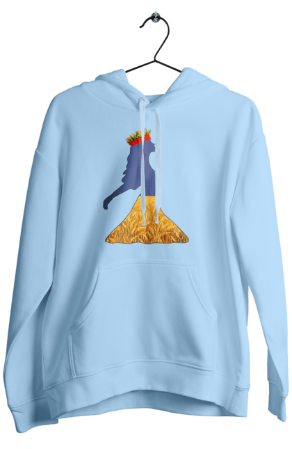 Чоловіче худі з принтом "Україна". Вінок, дівчина, дівчинка, жовтий синій, жовто-блакитне, маки, національні кольори, небо, пшеничне поле. 2070702