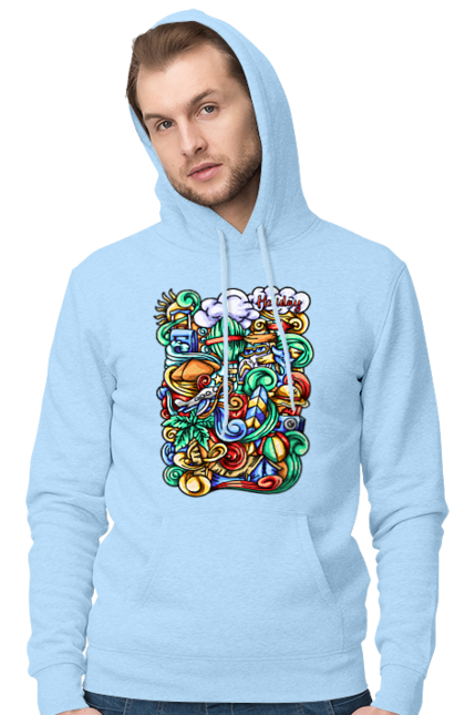 Чоловіче худі з принтом "Канікули відпочинок арт". Відпочинок, канікули, літо, море, пляж, подорож. 2070702