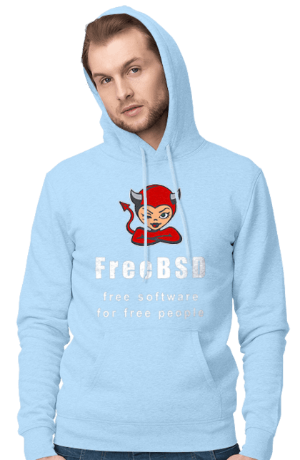 Чоловіче худі з принтом "Freebsd Для Вільних". Bsd, freebsd, unix, адміністратор, айті, айтішник, безкоштовна, безкоштовно, бестія, білий, вільна, демон, демонесса, доступність, незалежність, операційна система, ос, програміст, програмне забезпечення, свобода, сисадмін, система, системний адміністратор, софт, текст, червоний. 2070702