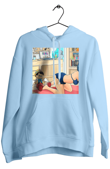 Чоловіче худі з принтом "Буратіно У Дорослій Казці". Бетмен, буратіно, гола, поцілунок, прикол. 2070702