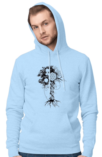 Чоловіче худі з принтом "Древо життя". Геном людини, дерево життя, золотий перетин, квітка життя, сакральна геометрія, таємниця світобудови, таємниця числа фібоначчі, число бога, число фібоначчі. 2070702