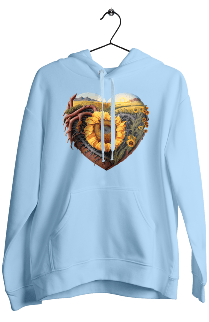 Чоловіче худі з принтом "Символи України". Небо, поле, пшениця, символи україни, соняшник, україна. 2070702