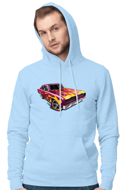 Чоловіче худі з принтом "Машина вогонь". Їзда, машина, швидкість. 2070702