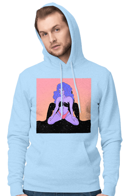 Чоловіче худі з принтом "Фіолетова Дівчина В Трусиках". Інопланетянка, у трусах. 2070702