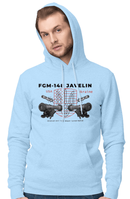 Чоловіче худі з принтом "FGM 148 Javelin". Caesar, himars, javelin, nlaw, patriot, weapon, zaluzhny. 2070702