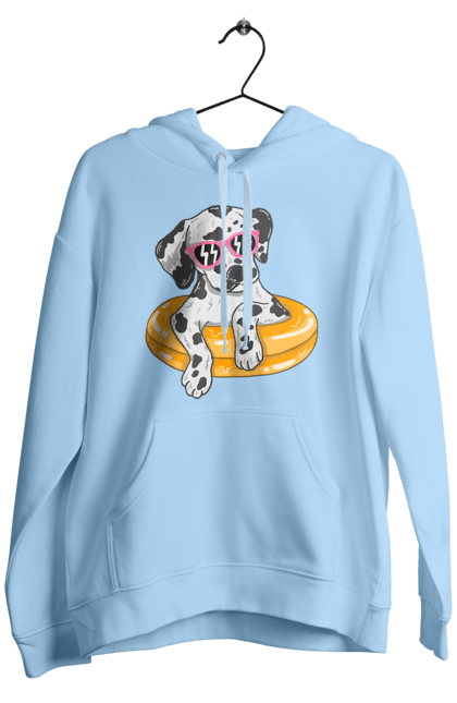 Чоловіче худі з принтом "Далматинець Плаває У Колі". Далматинець, окуляри, плавати, собака. 2070702