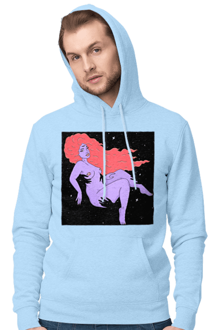 Чоловіче худі з принтом "Фіолетова Дівчина В Чорній Дирі". Дівчина, лапають. 2070702