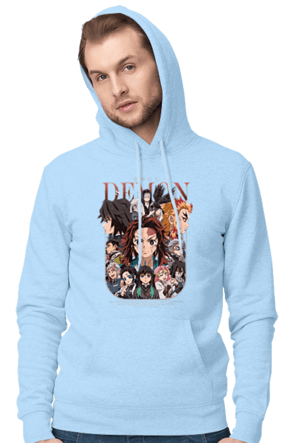 Мужское худи с принтом Клинок Рассекающий Демонов. Demon slayer, kamado tanjiro, kimetsu no yaiba, аниме, истребитель демонов, манга, танджиро, танджиро камадо. 2070702