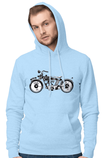 Чоловіче худі з принтом "Мотоцикл Ретро". Мото, мотоцикл, ретро. 2070702