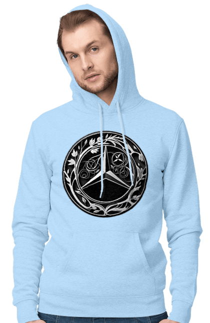 Men`s hoodie with prints Mercedes Benz Logo Art. Avto, cars, mercedes, mercedes-benz, mercedes-benz logo. 2070702