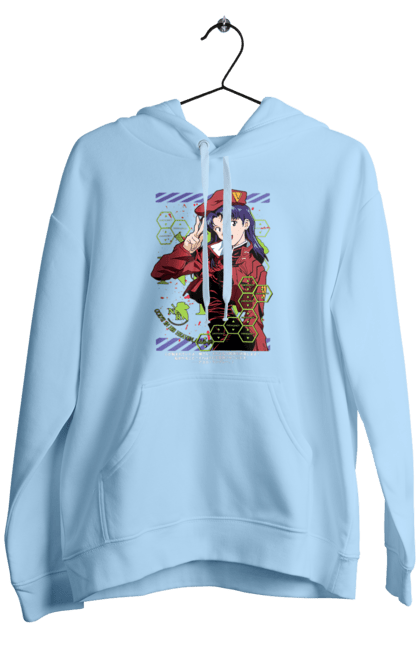 Men's hoodie with prints Evangelion Misato. Angel, anime, eva 01, evangelion, eve, manga, misato, misato katsuragi, neon genesis evangelion. 2070702