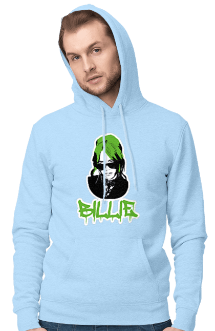 Чоловіче худі з принтом "Billie Eilish". Активістка, біллі айліш, мизукант, права, співачка, тварини. 2070702