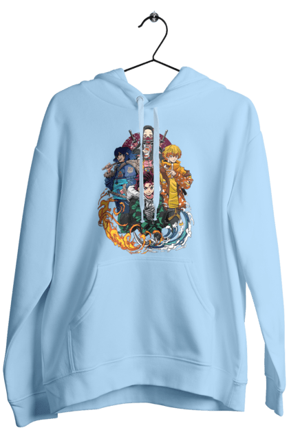 Men's hoodie with prints Demon Slayer. Anime, demon slayer, inosuke, kimetsu no yaiba, manga, serial, tanjiro, zenitsu. 2070702