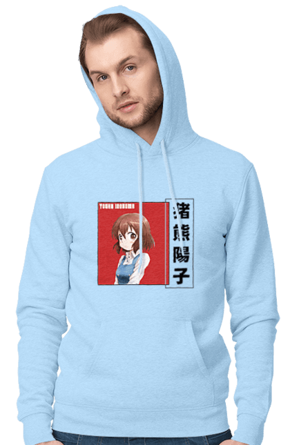 Men's hoodie with prints Kiniro Mosaic Yoko Inokuma. Anime, gold mosaic, kiniro mosaic, kinmoza, manga, yoko, yoko inokuma. 2070702