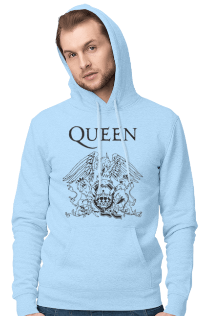 Men's hoodie with prints Queen. Glam rock, group, hard rock, music, pop rock, queen, queen, rock. 2070702