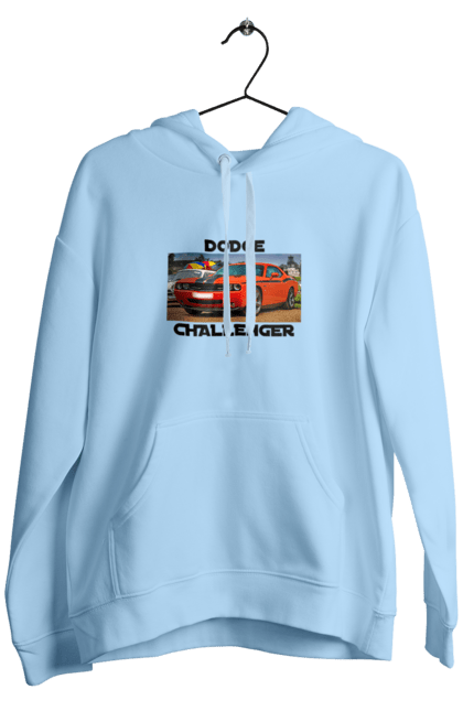 Men`s hoodie with prints Dodge challenger. Auto, car, classic car, cult car, dodge challenger, oil car, powerful car. 2070702
