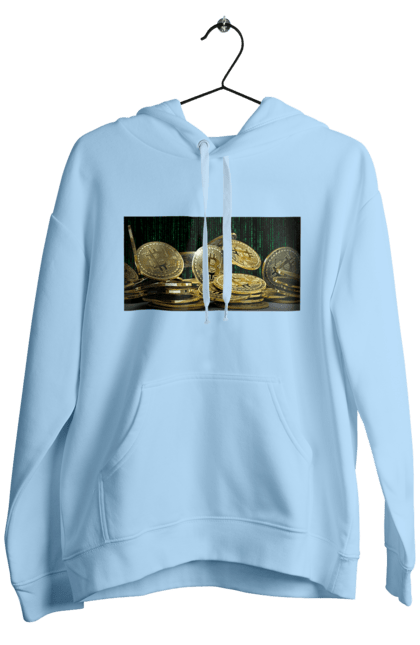 Чоловіче худі з принтом "Біткойн". Багатство, біткойн, валюта, гроші, криптовалюта, курс, майнінг, матриця, монета, розкіш, цифровий світ. 2070702