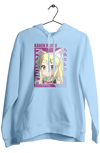 Men's hoodie with prints Kiniro Mosaic Karen Kujo. Anime, gold mosaic, karen, karen kujo, kiniro mosaic, kinmoza, manga. 2070702