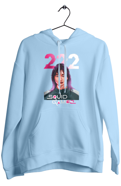 Men`s hoodie with prints Squid Game Kim Jun hee. 222, kim chun hee, kim jun hee, kim jun-hee, netflix, player 222, squid game, tv series. 2070702