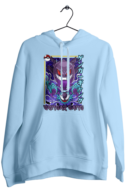 Men's hoodie with prints Pokemon Gengar. Anime, fushigibana, games, gengar, nintendo, pokemon, pokemon go. 2070702