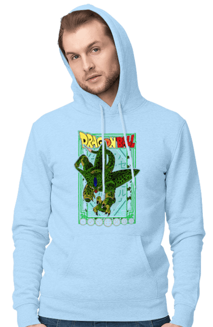 Men's hoodie with prints Dragon Ball Cell. Anime, cell, dragon ball, goku, manga, tv series, vegeta. 2070702